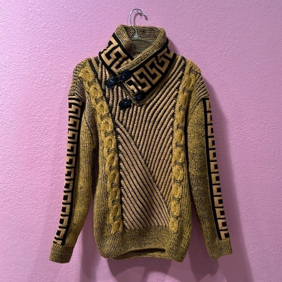LECCO’S Men’s Mustard Yellow/Black Sweater XL - Picture 1 of 7
